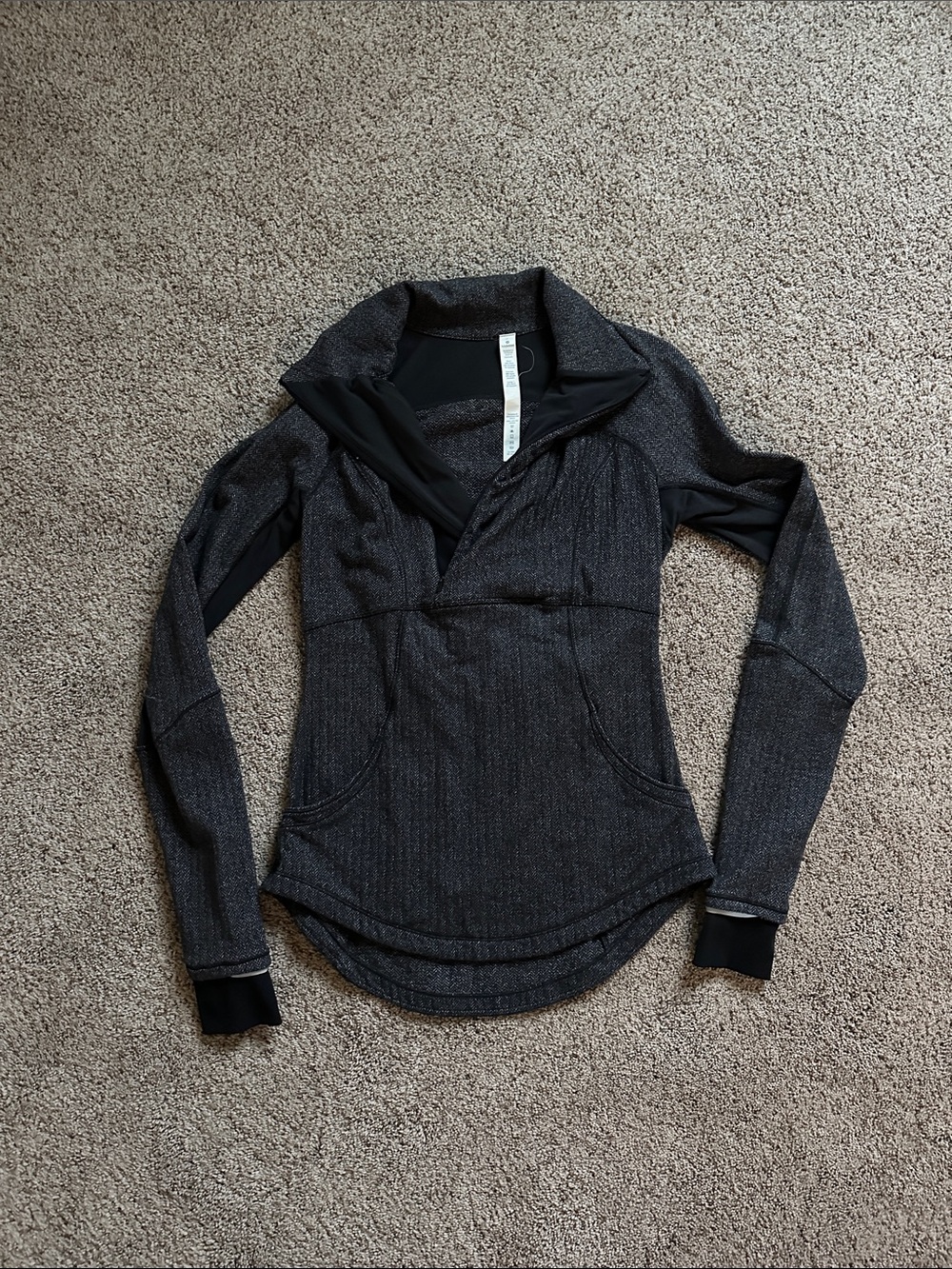 lululemon athletica Heathered Dark Gray Quarter-Zip Cowl Pullover